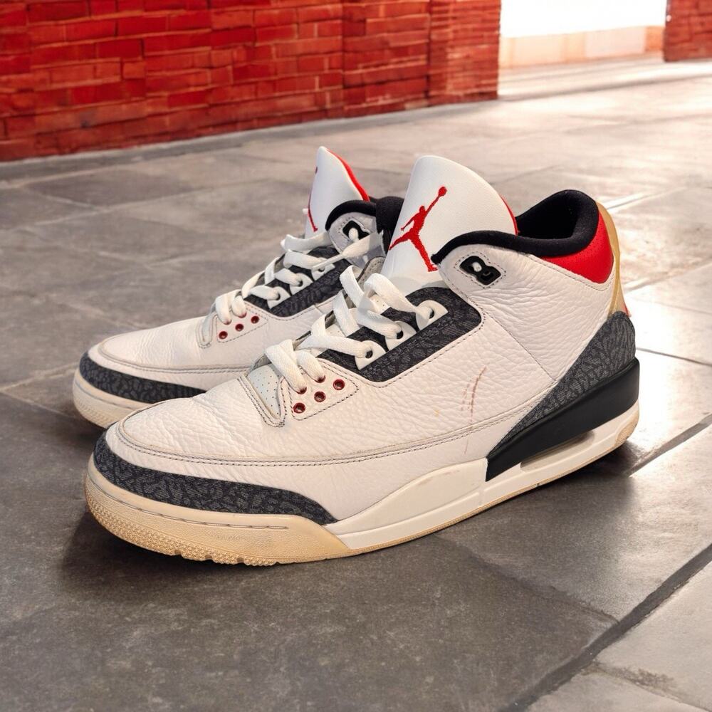 Nike Air Jordan 3 Fire Red Denim Retro SE CZ6431-100 Men's Sz 12 White Red Gray